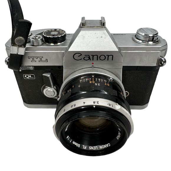Vintage Canon TL QL SLR Camera 50mm f/1.8 35mm Focal-Plane Shutter With Case - Picture 2 of 12